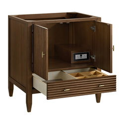 James Martin Myrrin 30" Single Vanity with Single Hole 3 CM White Zeus Silestone Top and Matching Backsplash