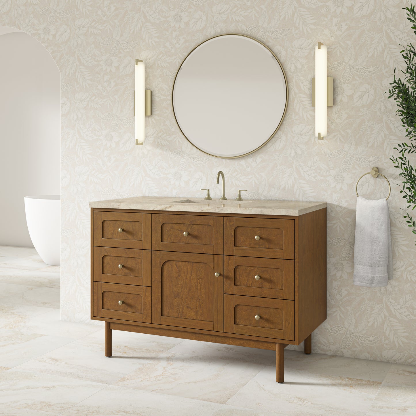 James Martin Laurent 48" Single Vanity with 3 CM Countertop & FreePower Wireless Charger