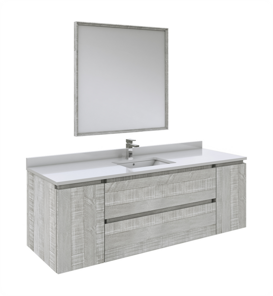 Fresca Formosa 60" Wall Hung Single Sink Modern Bathroom Vanity w/ Mirror - Luxe Bathroom Vanities