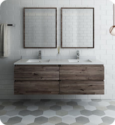 Fresca Formosa 58" Wall Hung Double Sink Modern Bathroom Cabinet 4 Drawers - Luxe Bathroom Vanities