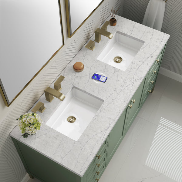 James Martin Chicago 60" Double Vanity with 3 CM Countertop & FreePower Wireless Charger
