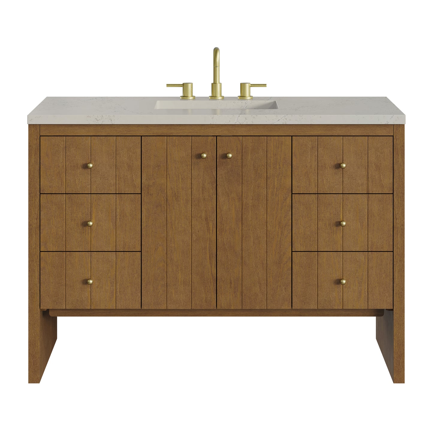 James Martin Hudson 48" Single Vanity Honey Oak w/ 3 CM Countertop & FreePower Wireless Charger