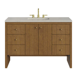 James Martin Hudson 48" Single Vanity Honey Oak w/ 3 CM Countertop & FreePower Wireless Charger
