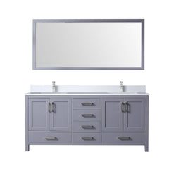 Lexora Collection Jacques 72 inch Double Bath Vanity, Top, Faucet Set, 70 inch Mirror - Luxe Bathroom Vanities