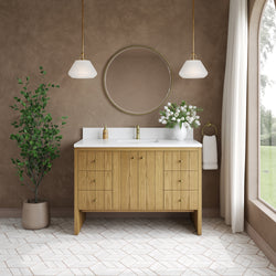 James Martin Hudson 48" Single Vanity with Single Hole 3 CM White Zeus Silestone Top and Matching Backsplash