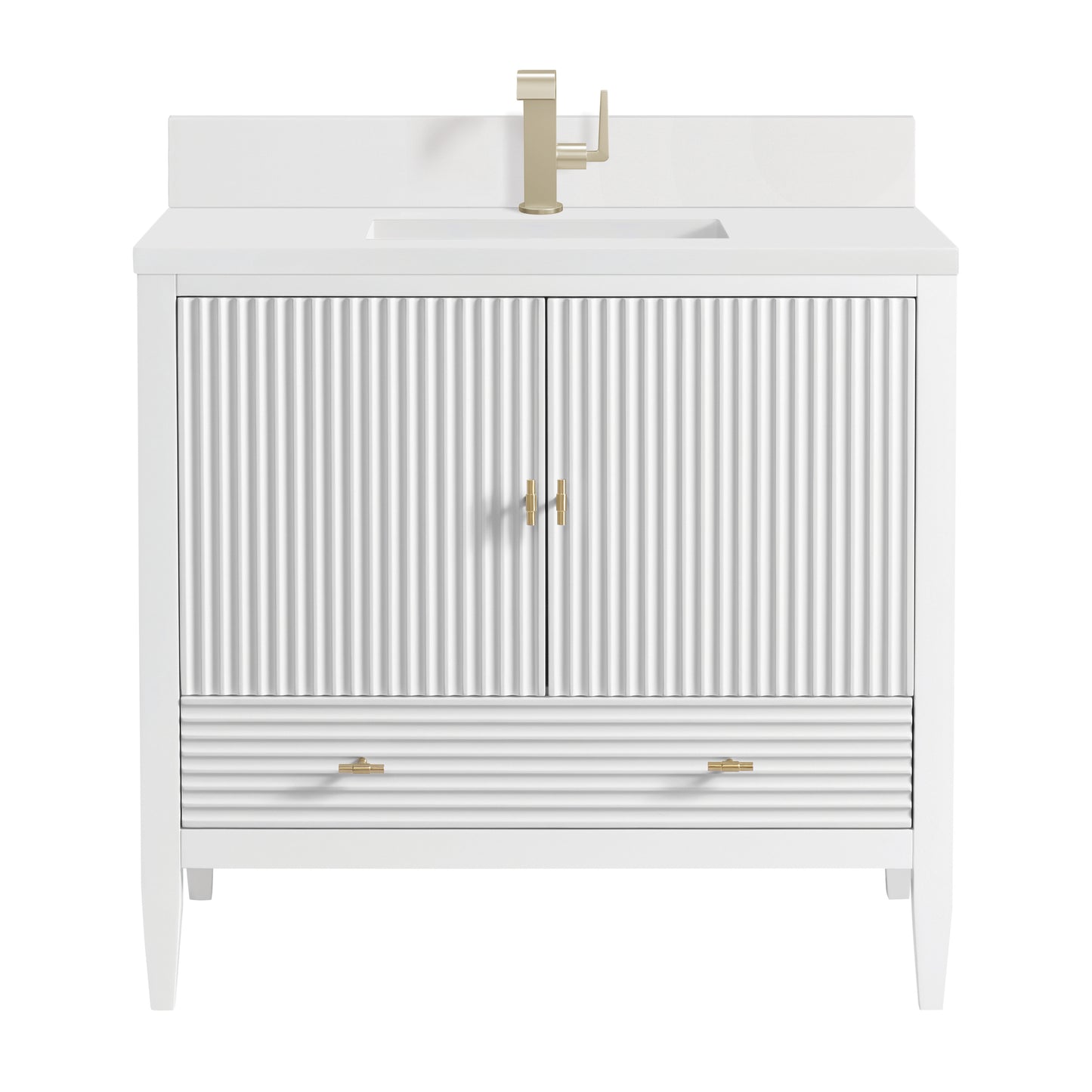 James Martin Myrrin 36" Vanity with Single Hole 3 CM White Zeus Silestone Top & Backsplash