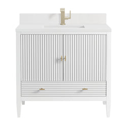 James Martin Myrrin 36" Vanity with Single Hole 3 CM White Zeus Silestone Top & Backsplash