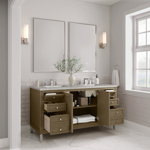 James Martin Chicago 60" Double Vanity with 3 CM Countertop & FreePower Wireless Charger