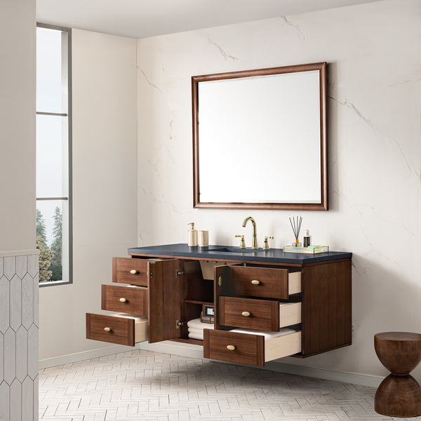 James Martin Amberly 60" Single Vanity, Mid-Century Walnut