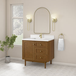 James Martin Laurent 36" Single Vanity with Single Hole 3 CM Countertop and Matching Backsplash