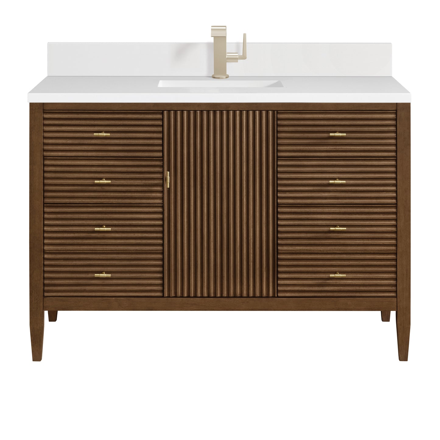 James Martin Myrrin 48" Single Vanity with Single Hole 3 CM White Zeus Silestone Top & Backsplash