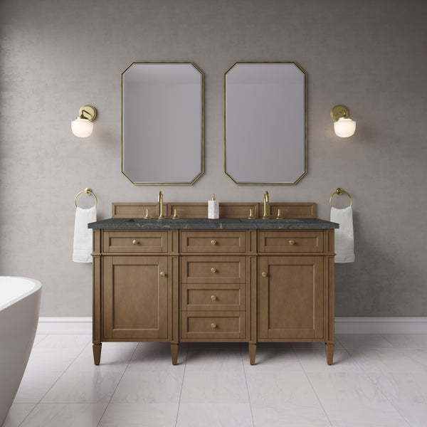 James Martin Brittany 60" Double Vanity with 3 CM Countertop & FreePower Wireless Charger