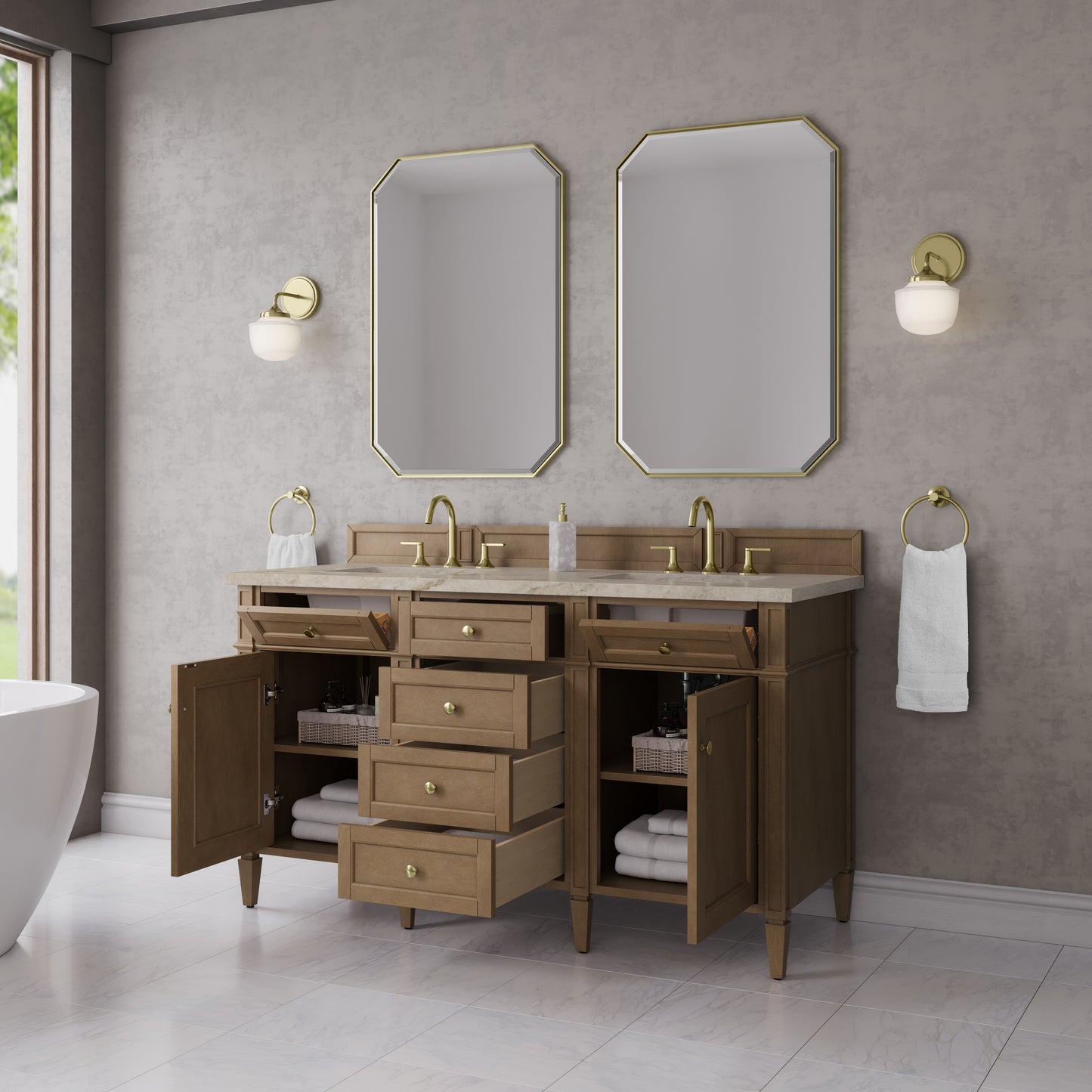 James Martin Brittany 60" Double Vanity with 3 CM Countertop