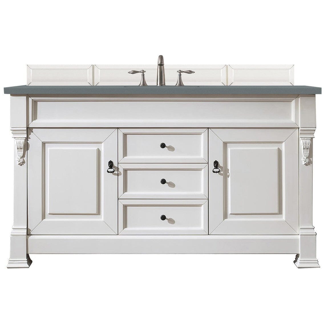 James Martin Brookfield 60" Single Vanity Vanities James Martin Bright White w/ 3 CM Cala Blue Quartz Top 