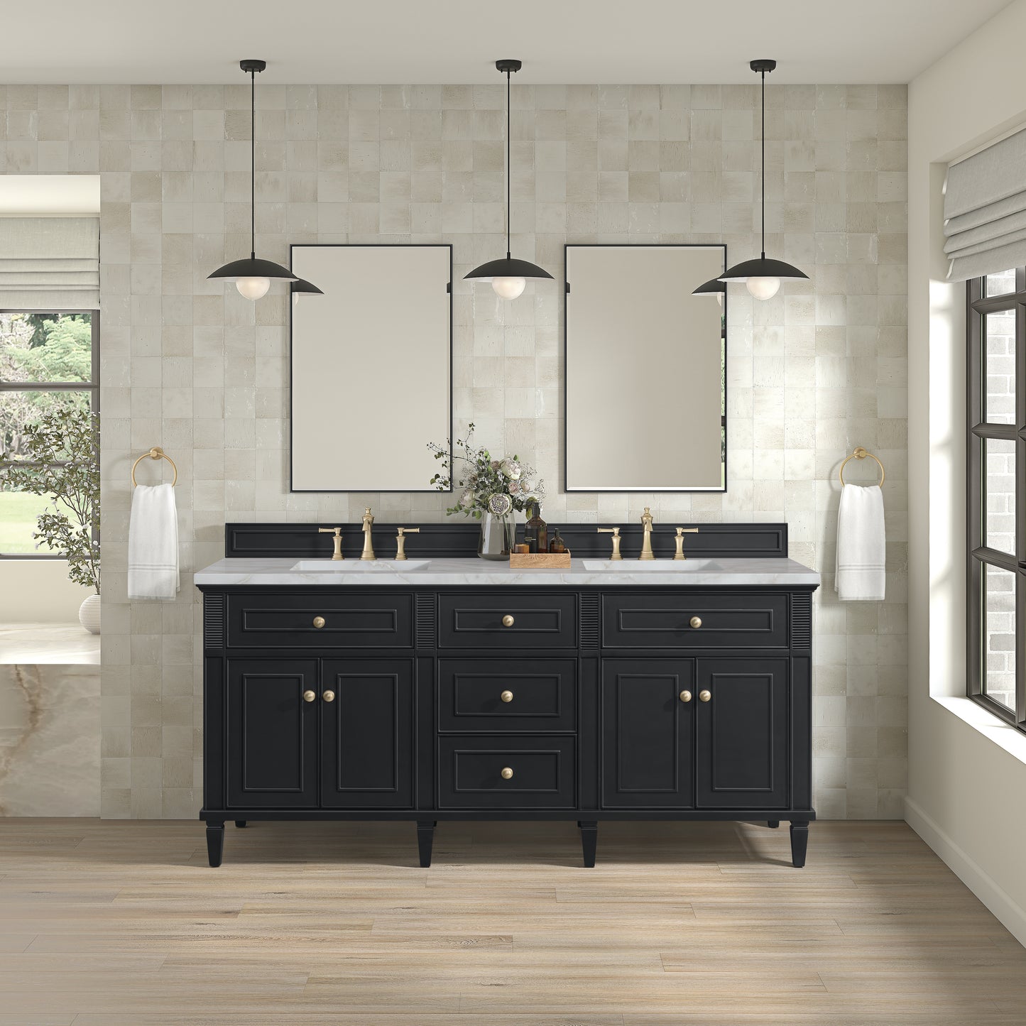 James Martin Lorelai 72" Double Vanity with 3 CM Countertop & FreePower Wireless Charger
