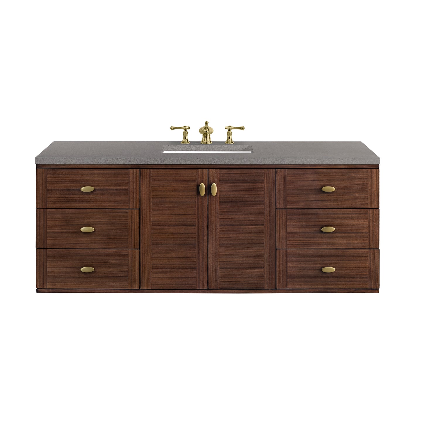 James Martin Amberly 60" Single Vanity, Mid-Century Walnut