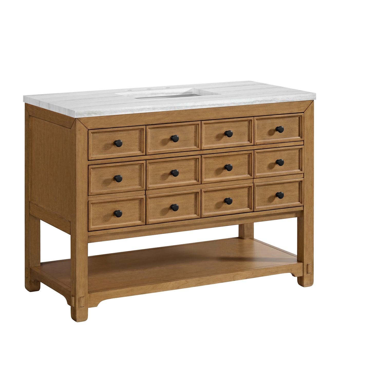 James Martin Malibu 48" Single Vanity, Amber Birch w/ 3 CM Counter Top - Luxe Bathroom Vanities