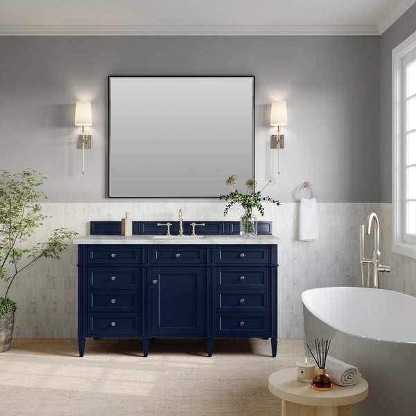 James Martin Brittany 60" Single Vanity with 3 CM Countertop & FreePower Wireless Charger