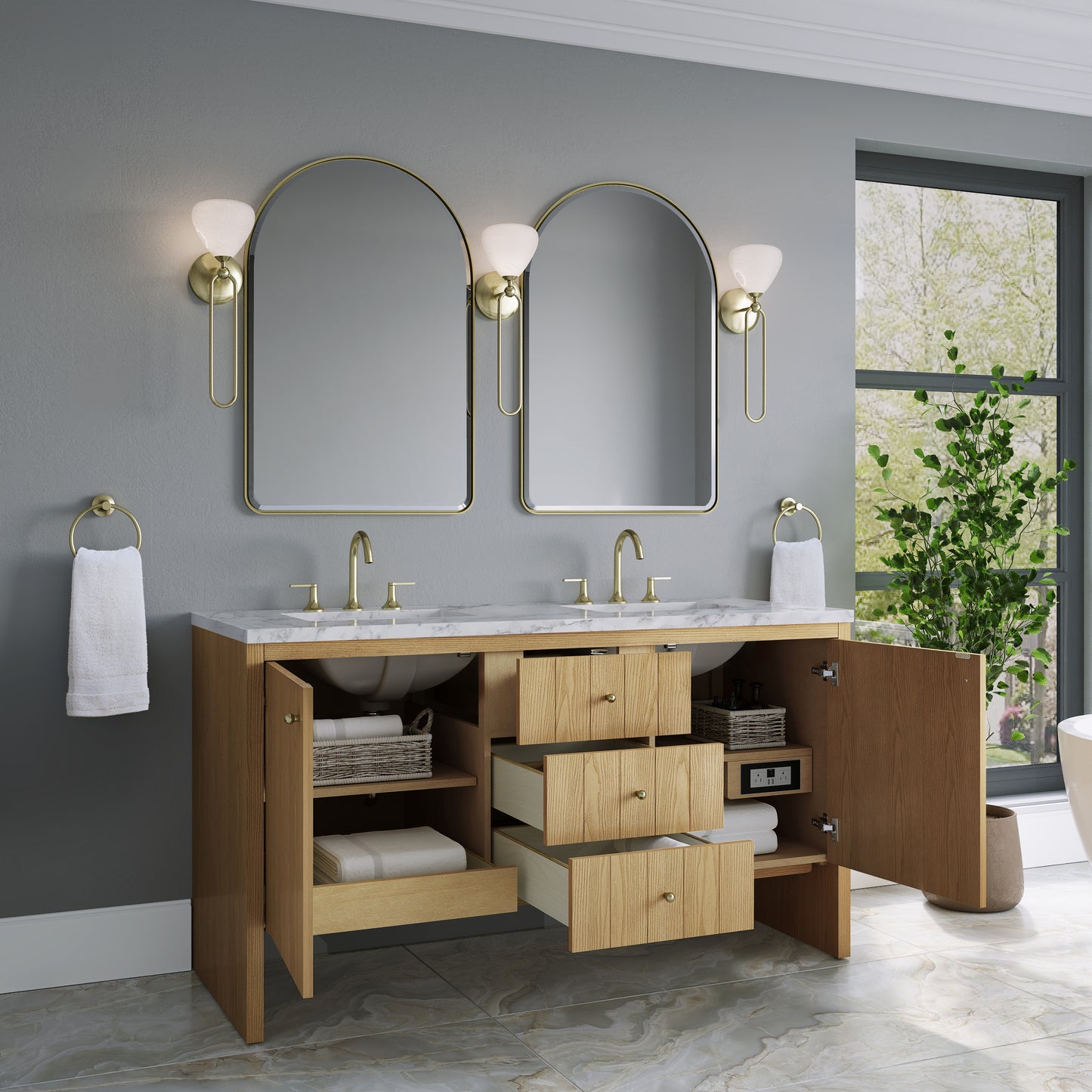 James Martin Hudson 60" Double Vanity with 3 CM Countertop
