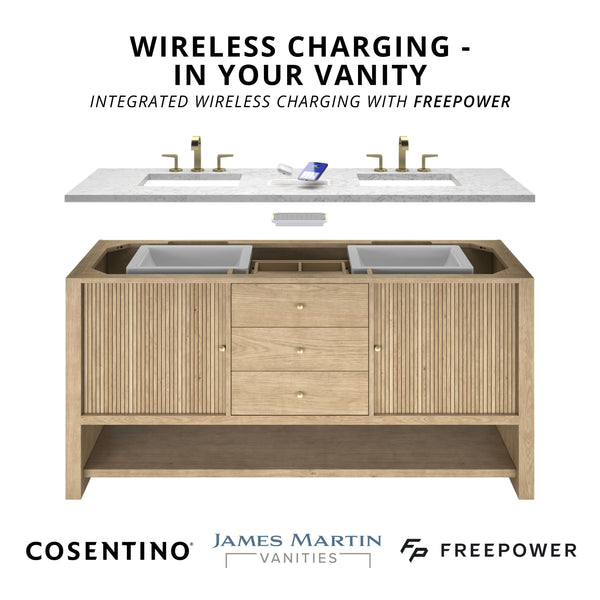 James Martin Brookfield 60" Single Vanity with 3CM Countertop & FreePower Wireless Charger