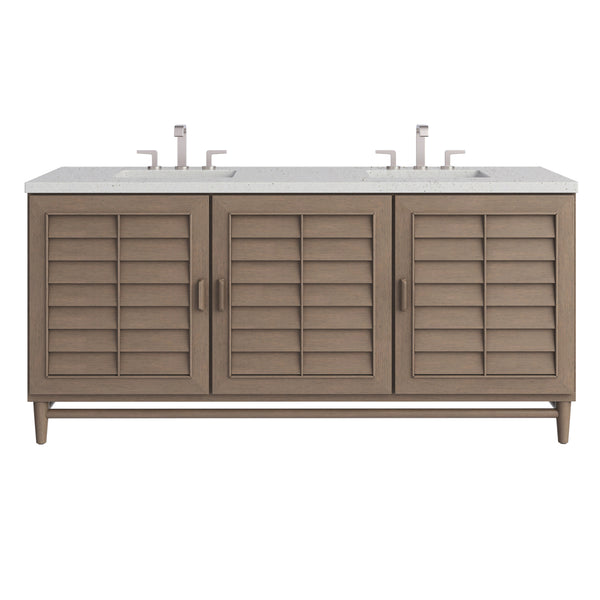 James Martin Portland 72" Double Vanity Whitewashed Walnut with 3 CM Countertop