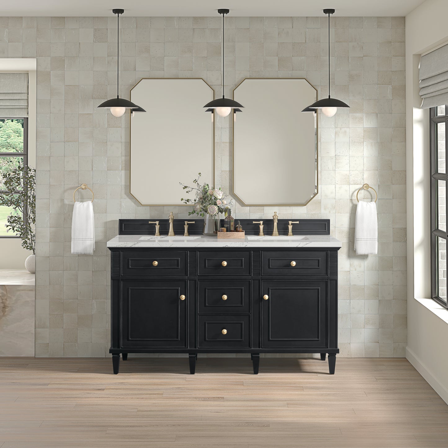 James Martin Lorelai 60" Double Vanity with 3 CM Countertop & FreePower Wireless Charger