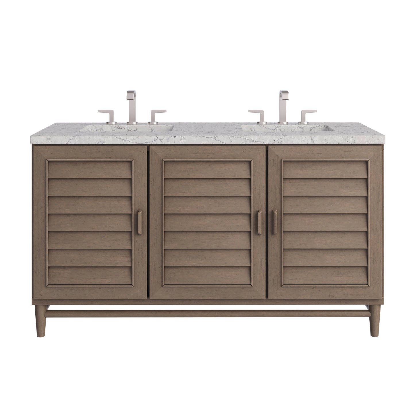 James Martin Portland 60" Double Vanity Whitewashed Walnut with 3 CM Countertop & FreePower Wireless Charger