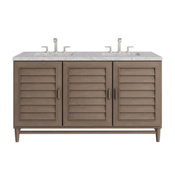 James Martin Portland 60" Double Vanity Whitewashed Walnut with 3 CM Countertop & FreePower Wireless Charger