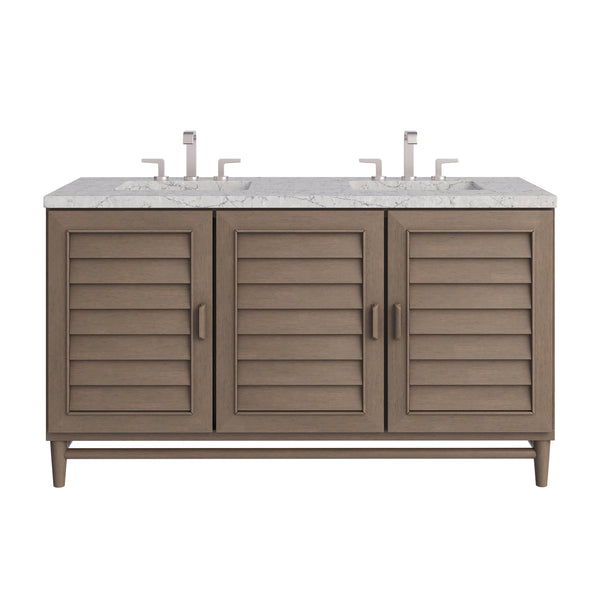 James Martin Portland 60" Double Vanity Whitewashed Walnut with 3 CM Countertop