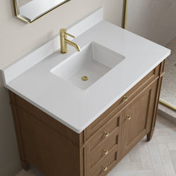 James Martin Brittany 36" Single Vanity with Single Hole 3 CM White Zeus Silestone Top & Backsplash