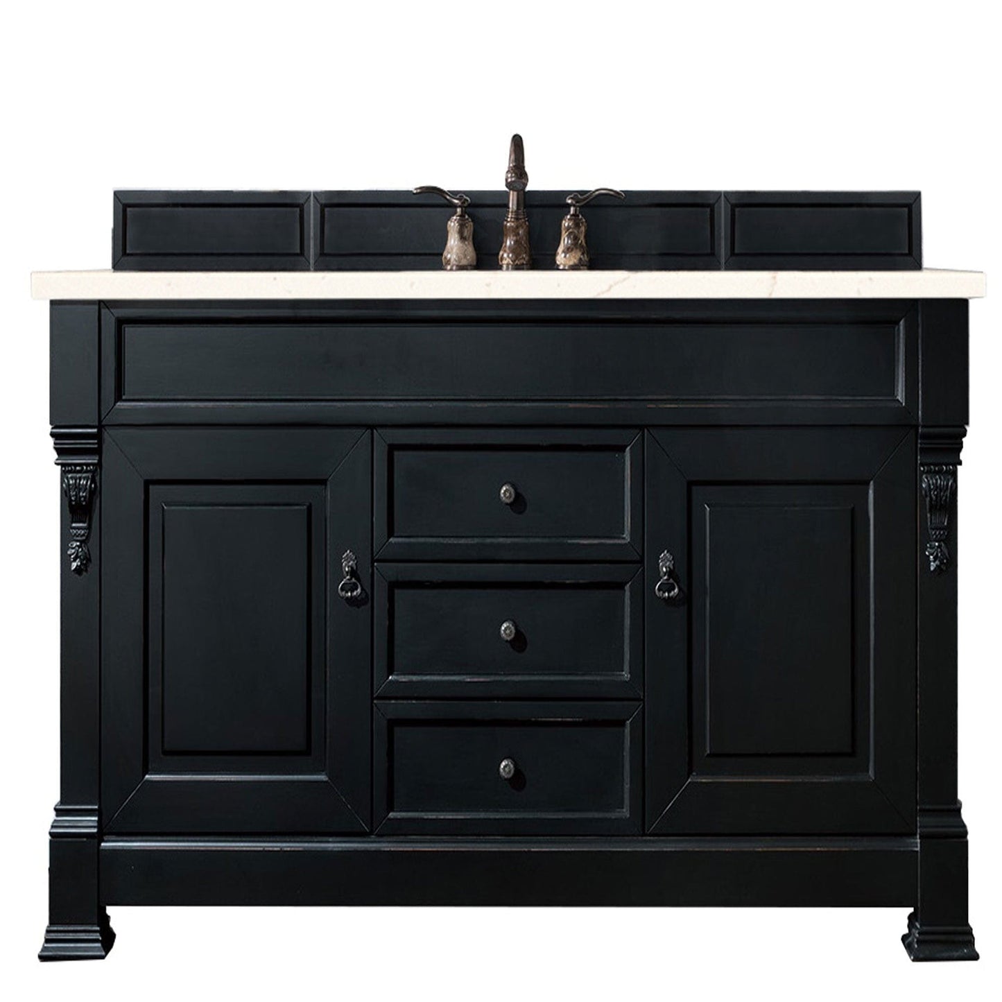 James Martin Brookfield 60" Single Vanity Vanities James Martin Antique Black w/ 3 CM Eternal Marfil Quartz Top 