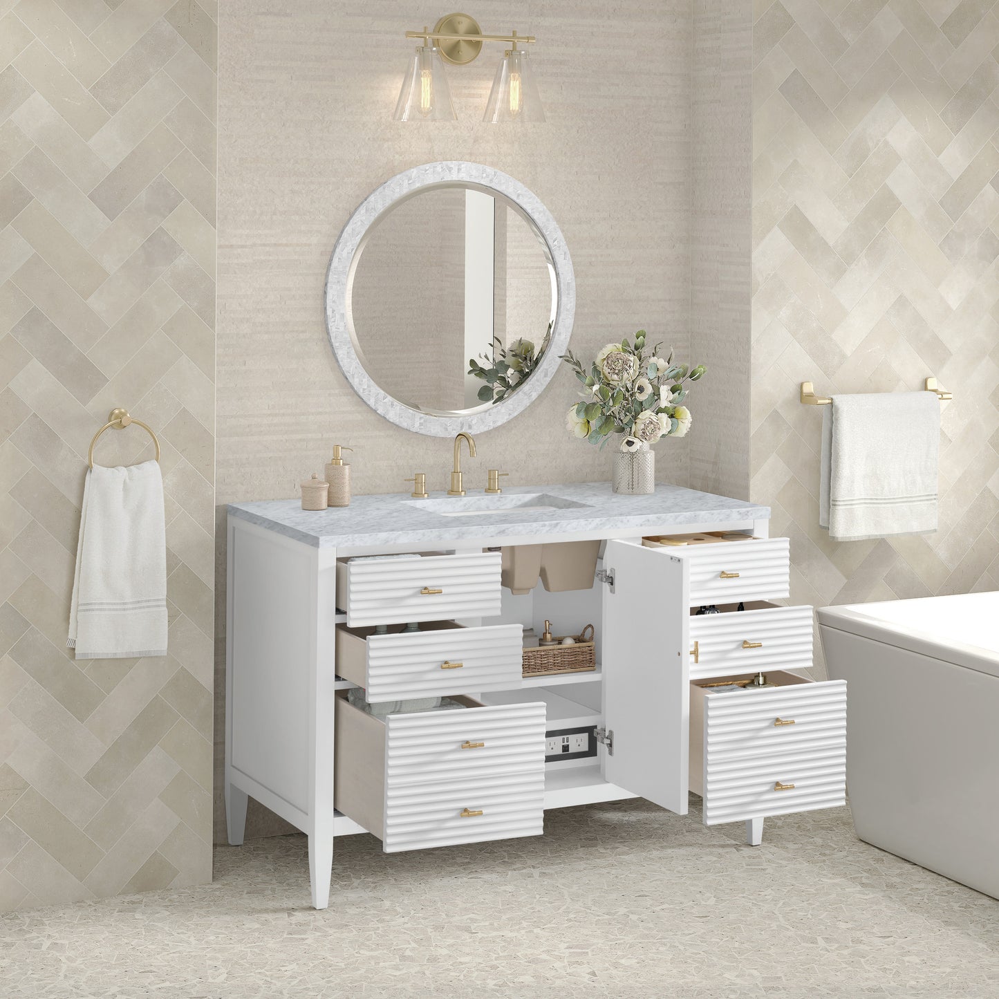 James Martin 48" Myrrin Vanity, W/ 3CM Top