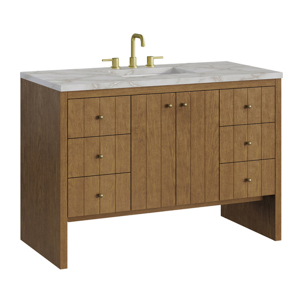 James Martin Hudson 48" Single Vanity Honey Oak w/ 3 CM Countertop & FreePower Wireless Charger