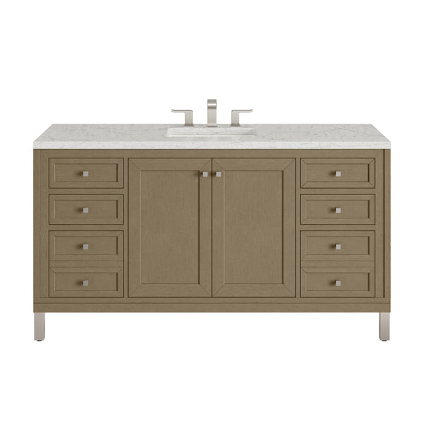 James Martin Chicago 60" Single Vanity with 3 CM Countertop & FreePower Wireless Charger