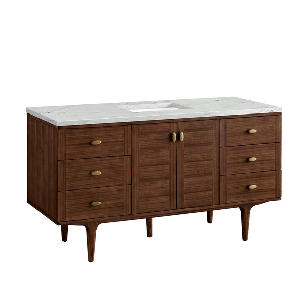 James Martin Amberly 60" Single Vanity, Mid-Century Walnut