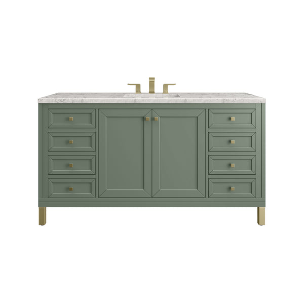 James Martin Chicago 60" Single Vanity with 3 CM Countertop & FreePower Wireless Charger