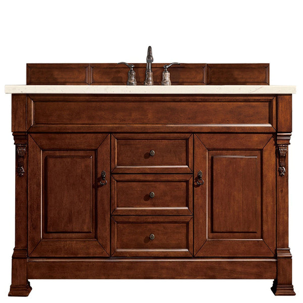 James Martin Brookfield 60" Single Vanity Vanities James Martin Warm Cherry w/ 3 CM Eternal Marfil Quartz Top 