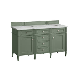 James Martin Brittany 60" Double Vanity, Smokey Celadon - Luxe Bathroom Vanities