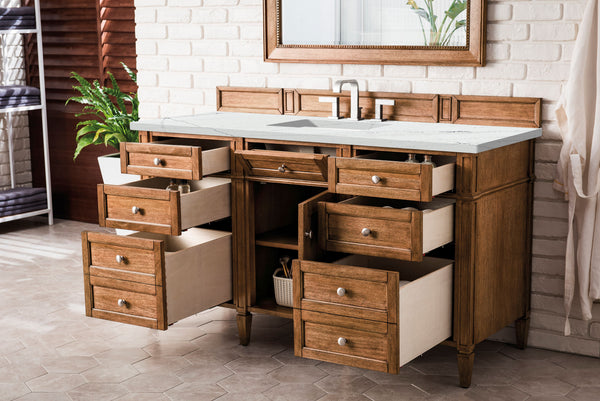 James Martin Brittany 60" Single Vanity with 3 CM Countertop & FreePower Wireless Charger