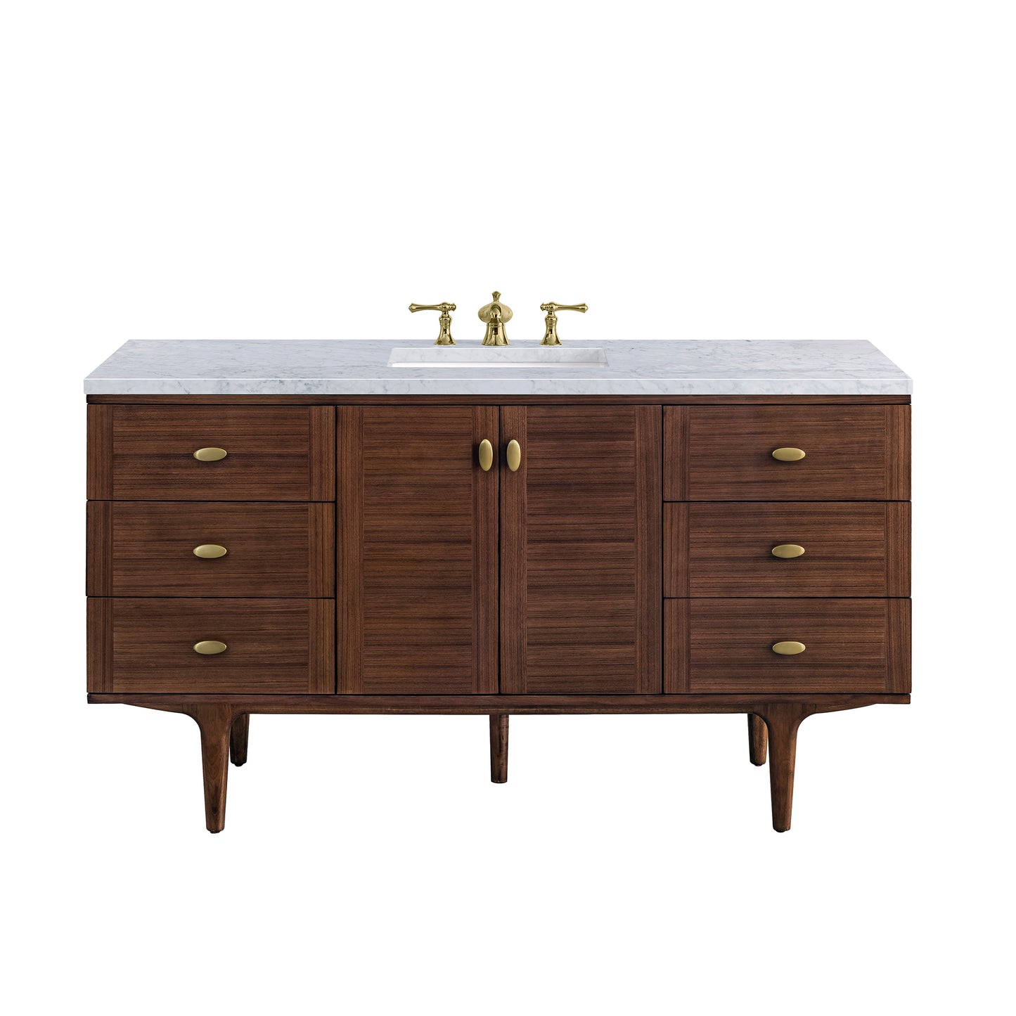 James Martin Amberly 60" Single Vanity, Mid-Century Walnut