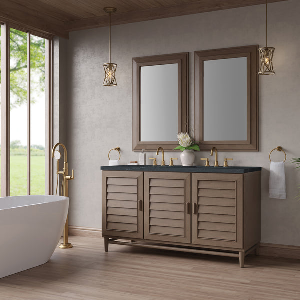 James Martin Portland 60" Double Vanity Whitewashed Walnut with 3 CM Countertop