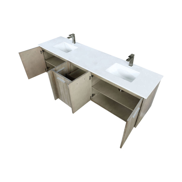 Lexora Collection Fairbanks 80 inch Rustic Acacia Double Bath Vanity, Cultured Marble Top and Faucet Set - Luxe Bathroom Vanities