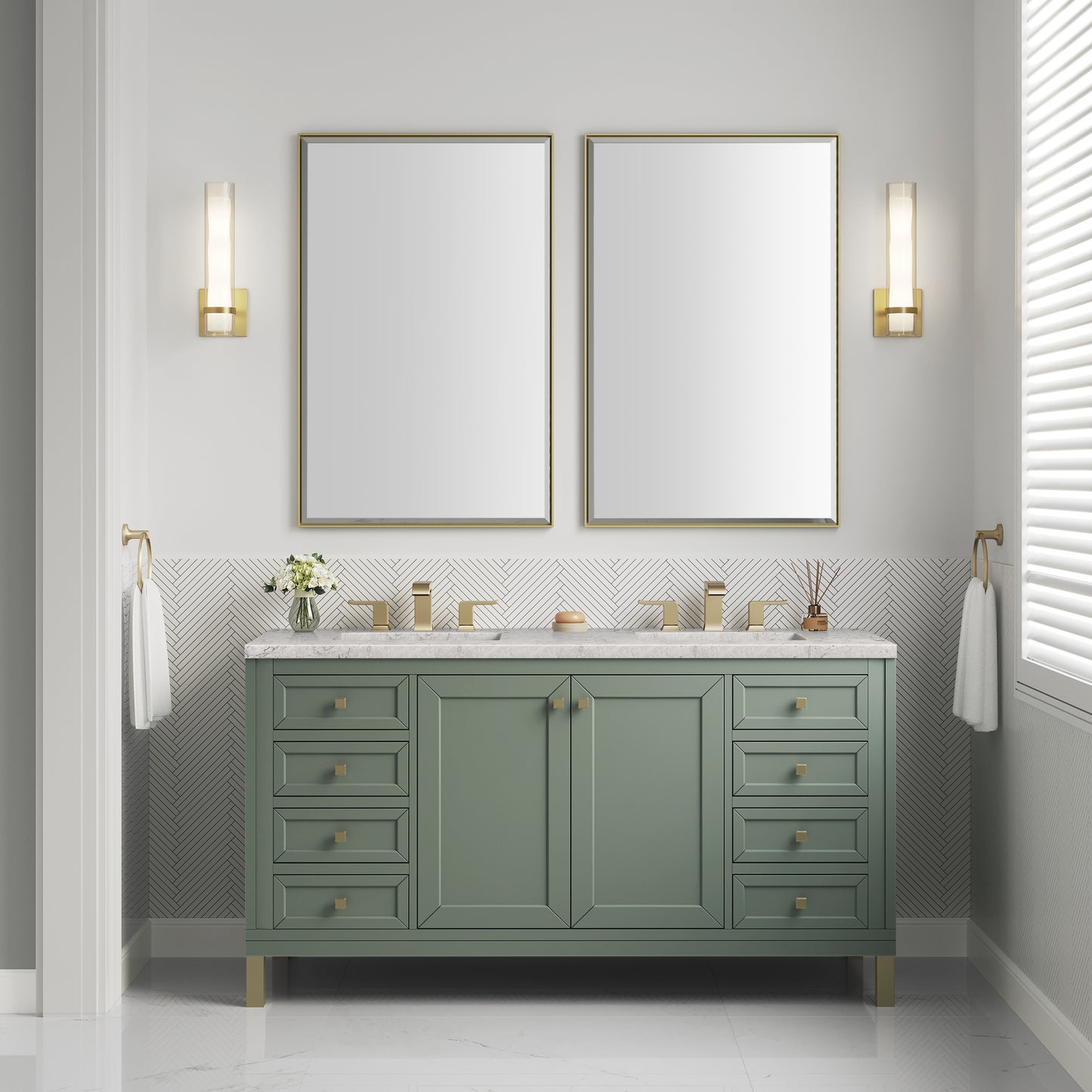 James Martin Chicago 60" Double Vanity with 3 CM Countertop