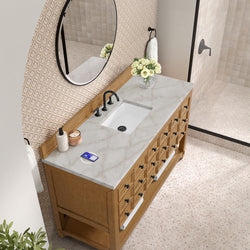James Martin Malibu 60" Single Vanity, Amber Birch with 3 CM Countertop & FreePower Wireless Charger