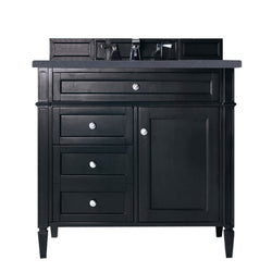 James Martin Brittany 36" Single Vanity, Black Onyx with 3CM Top - Luxe Bathroom Vanities