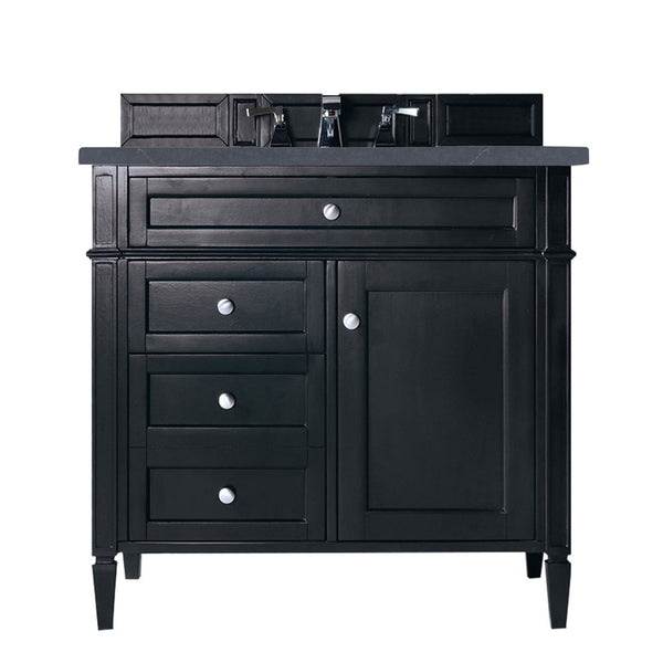 James Martin Brittany 36" Single Vanity, Black Onyx with 3CM Top - Luxe Bathroom Vanities