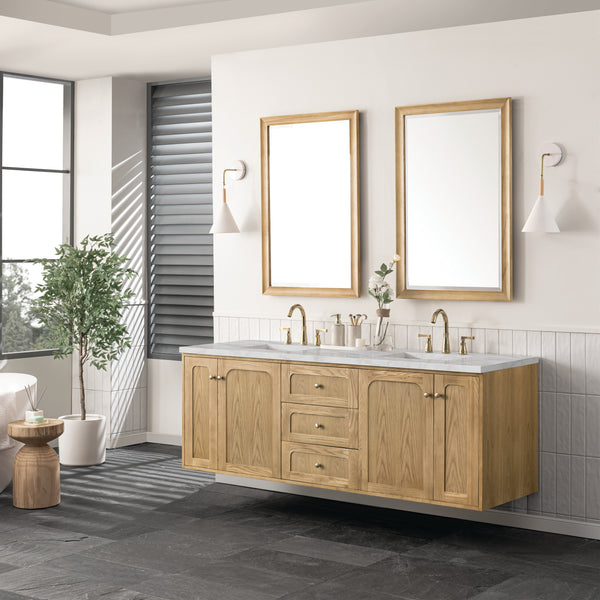 James Martin Laurent 72" Double Vanity with 3 CM Countertop & FreePower Wireless Charger