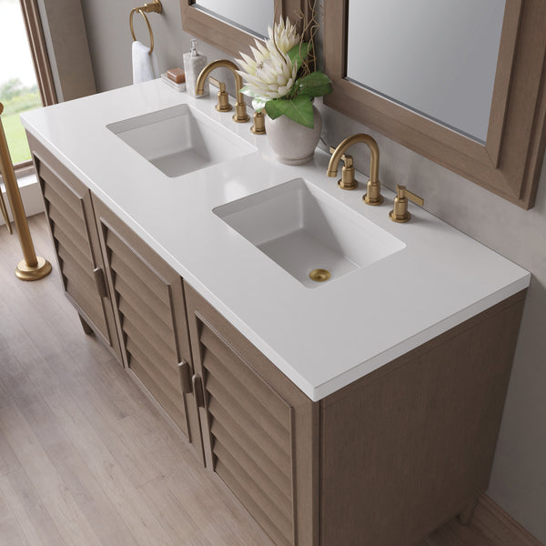 James Martin Portland 60" Double Vanity Whitewashed Walnut with 3 CM Countertop