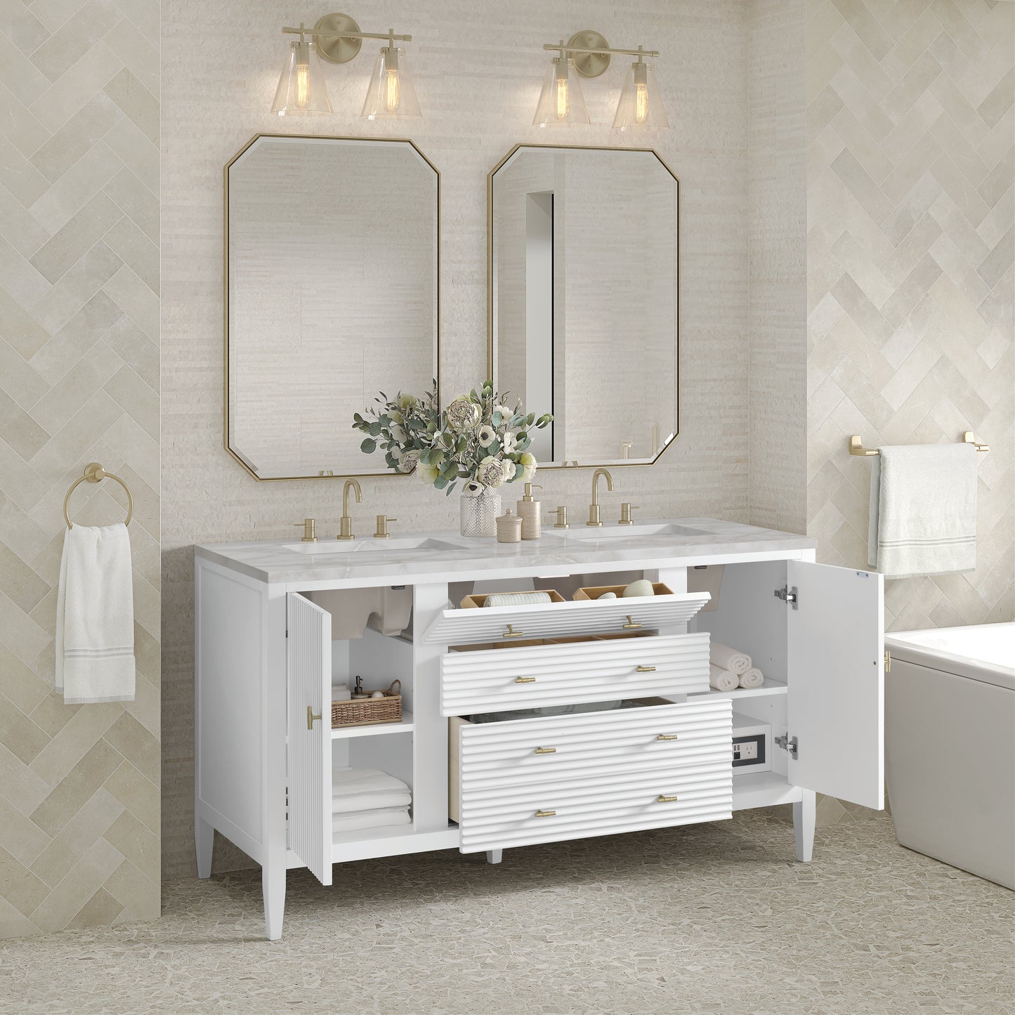 James Martin Myrrin 60" Double Vanity with 3 CM Countertop
