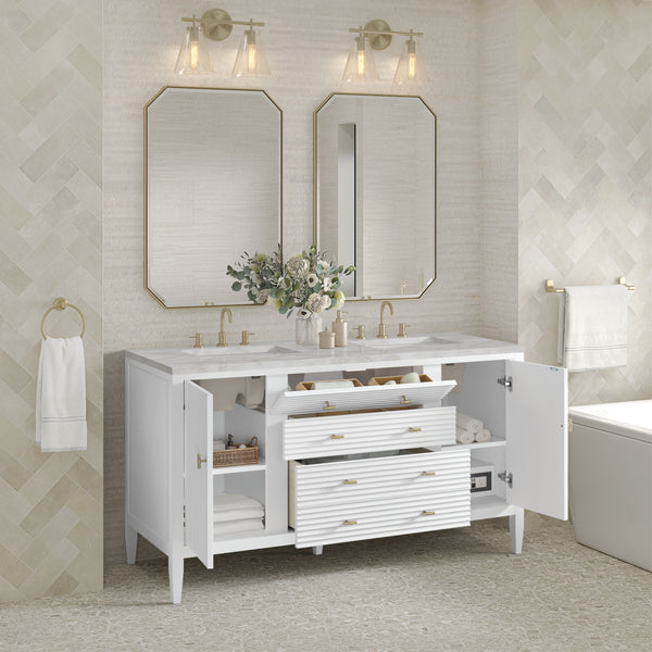 James Martin Myrrin 60" Double Vanity with 3 CM Countertop & FreePower Wireless Charger